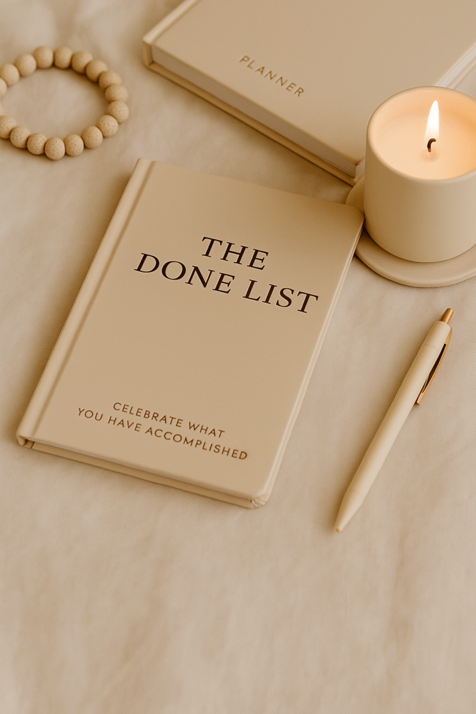 Minimalist planner and candle setup