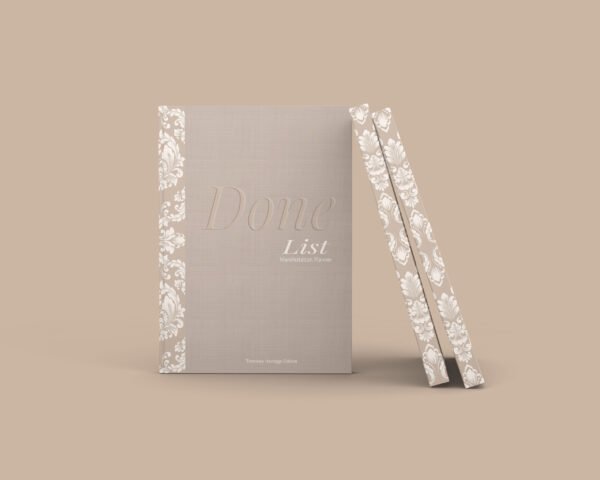 Timeless Heritage Edition physical manifestation planner with linen-style cover and Done List method