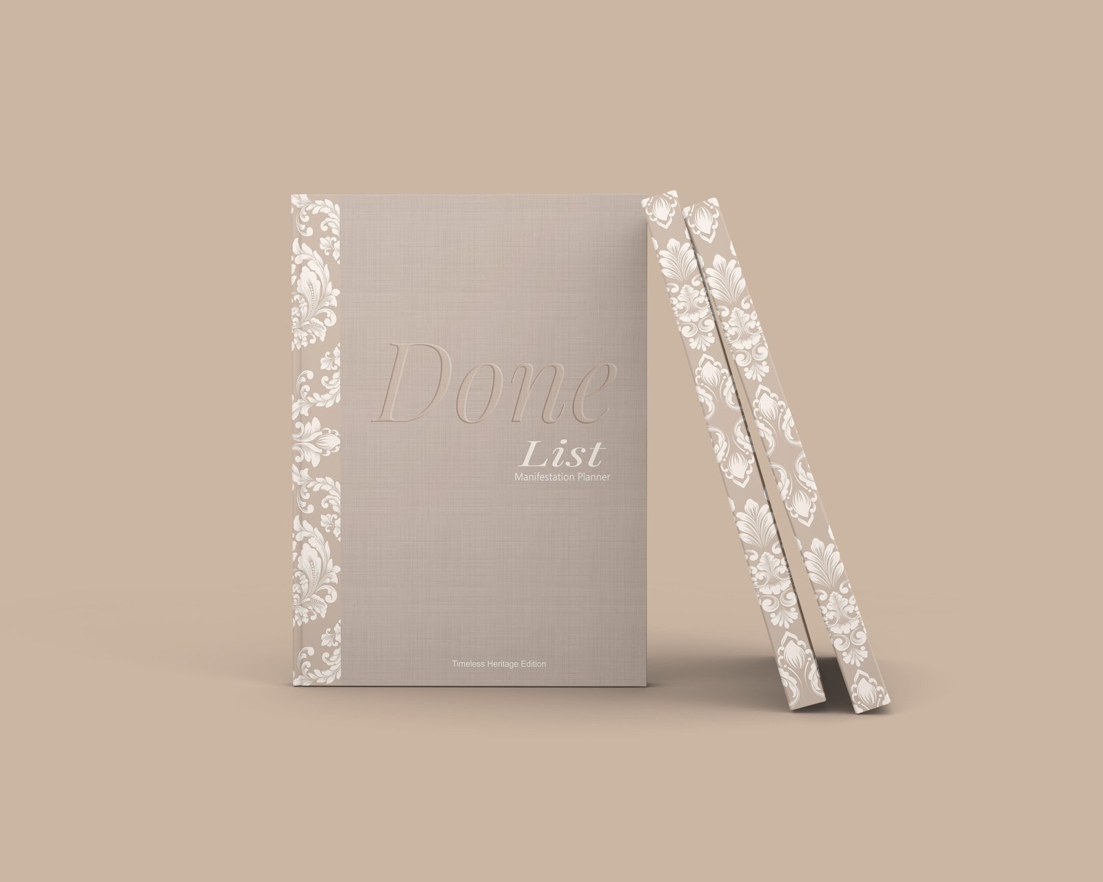 Timeless Heritage Edition physical manifestation planner with linen-style cover and Done List method