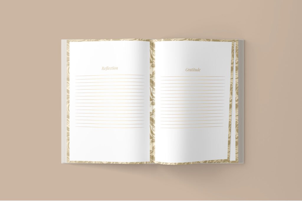 Physical manifestation planner reflection and gratitude pages with minimalist premium layout