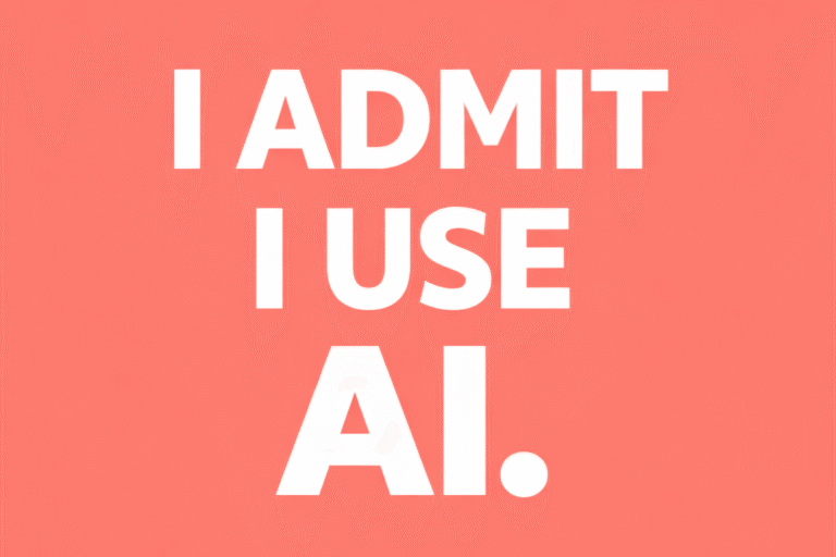 Featured blog cover with the text “I Admit I Use AI” on a clean colored background.