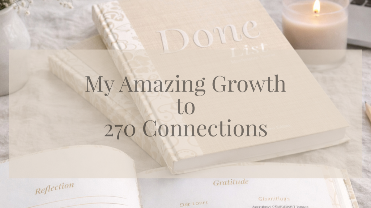 Done List Method growth to 270 connections using manifestation planner