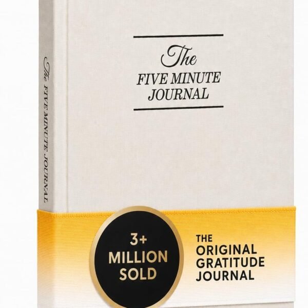 The Five Minute Journal daily gratitude and reflection planner in original linen cover