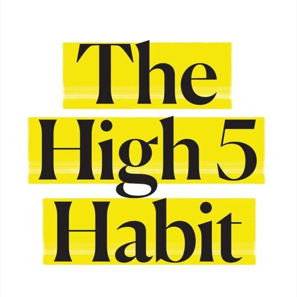 The High 5 Habit hardcover by Mel Robbins in a minimalist CalmDone reading space.