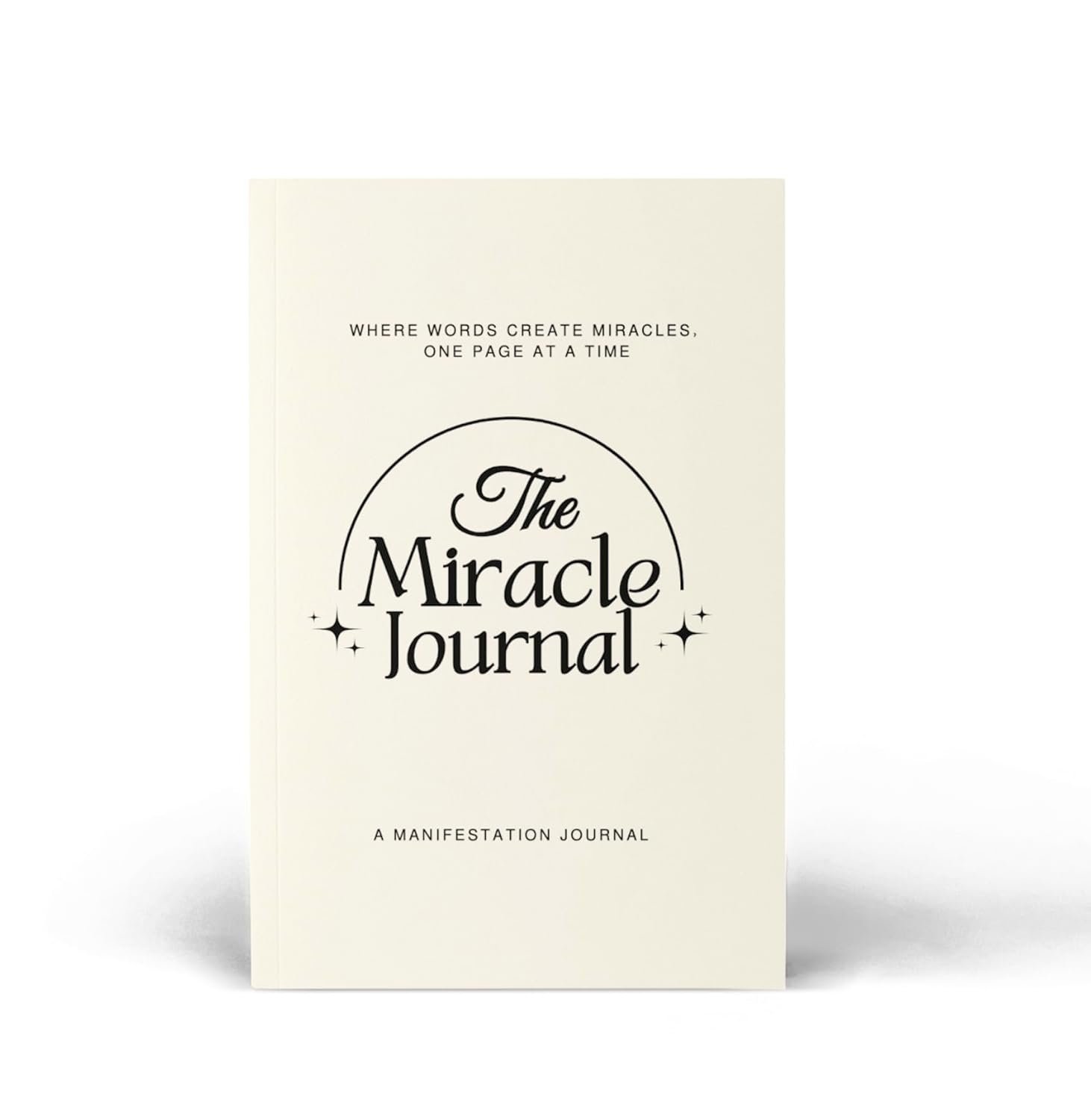 The Miracle Journal manifestation and gratitude journal with neutral cream cover