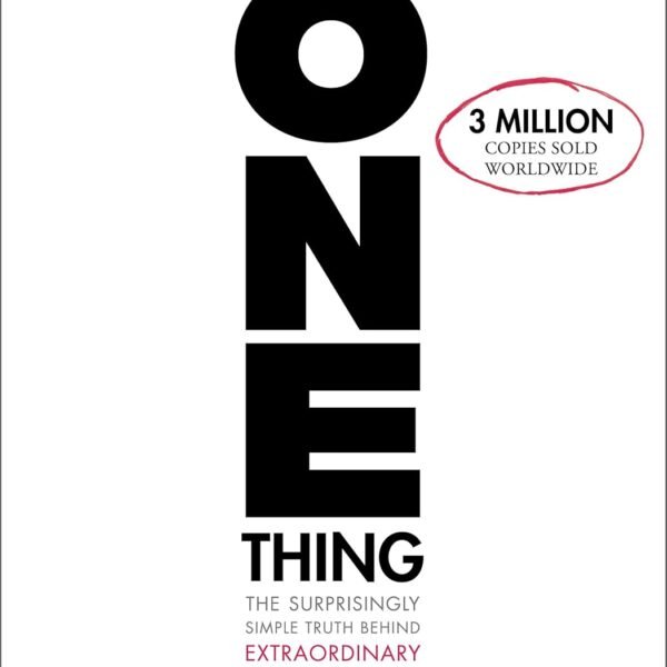 The ONE Thing by Gary Keller and Jay Papasan book cover in a minimalist CalmDone reading space.