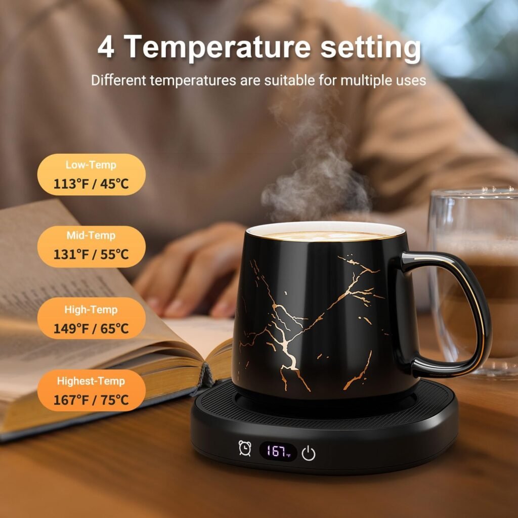 Coffee Mug Warmer and Marble Mug Set