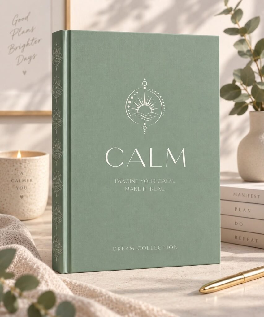Full moon manifesting blog cover with first preview of the Dream Collection Calm Planner by CalmDone