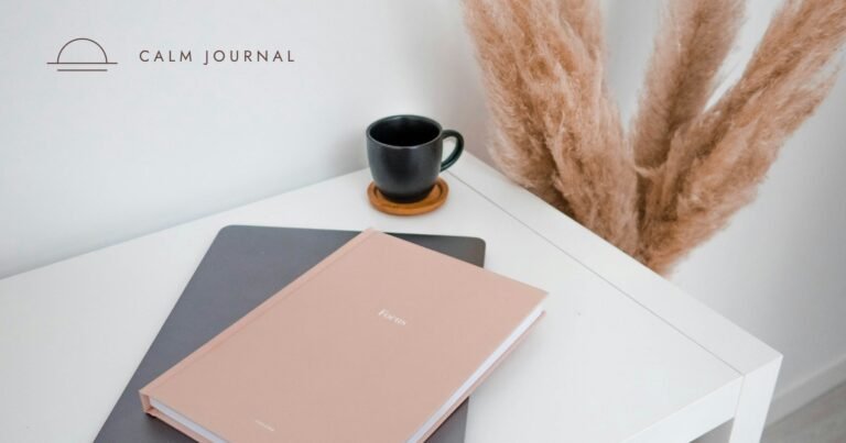 Blush planner with a coffee cup and pampas grass, Calm Journal cover for the post on Done List, Neville Goddard and planner 2027