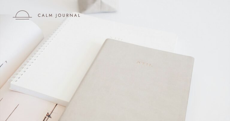 Beige planner on a white desk, Calm Journal cover for the post on Done List vs To-Do List